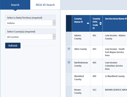 Screenshot of MUA Find tool results
