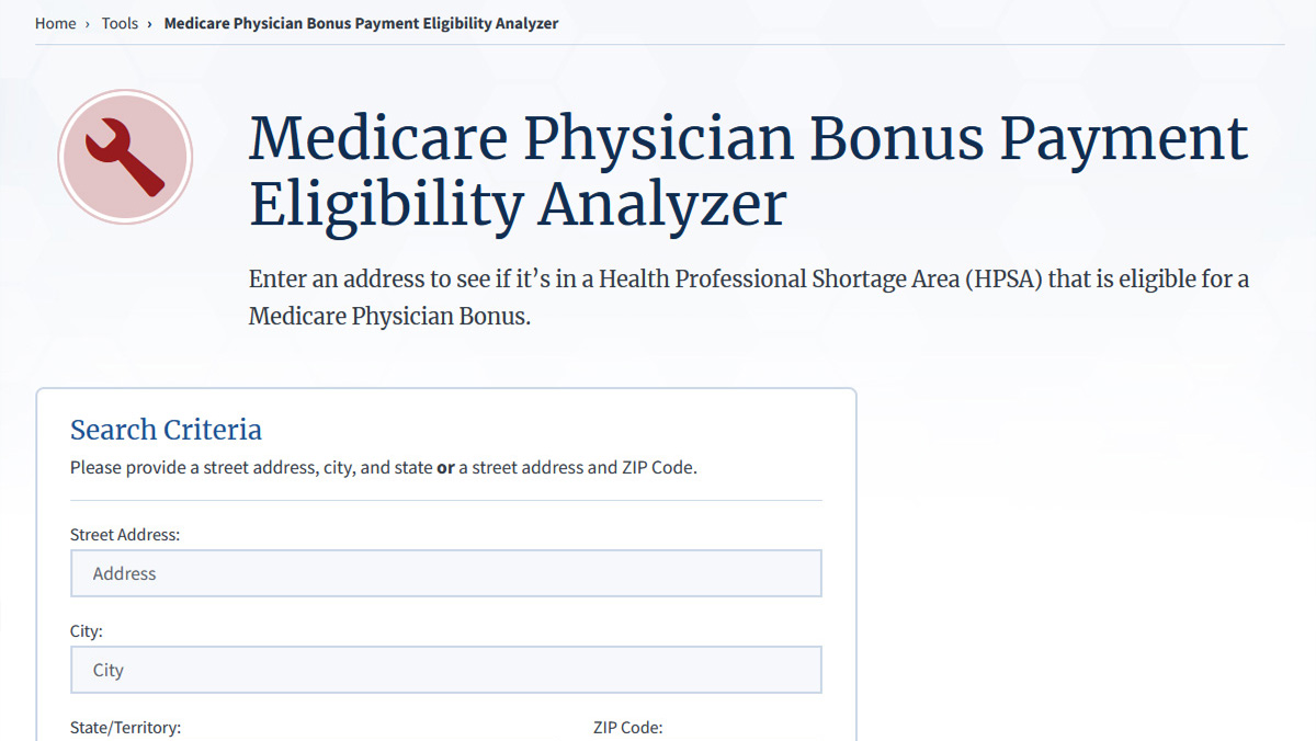 Medicare Physician Bonus Payment Eligibility Analyzer