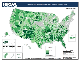 Preview Map of Health Professional Shortage Areas - Primary Care