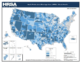 Preview Map of Health Professional Shortage Areas - Mental Health