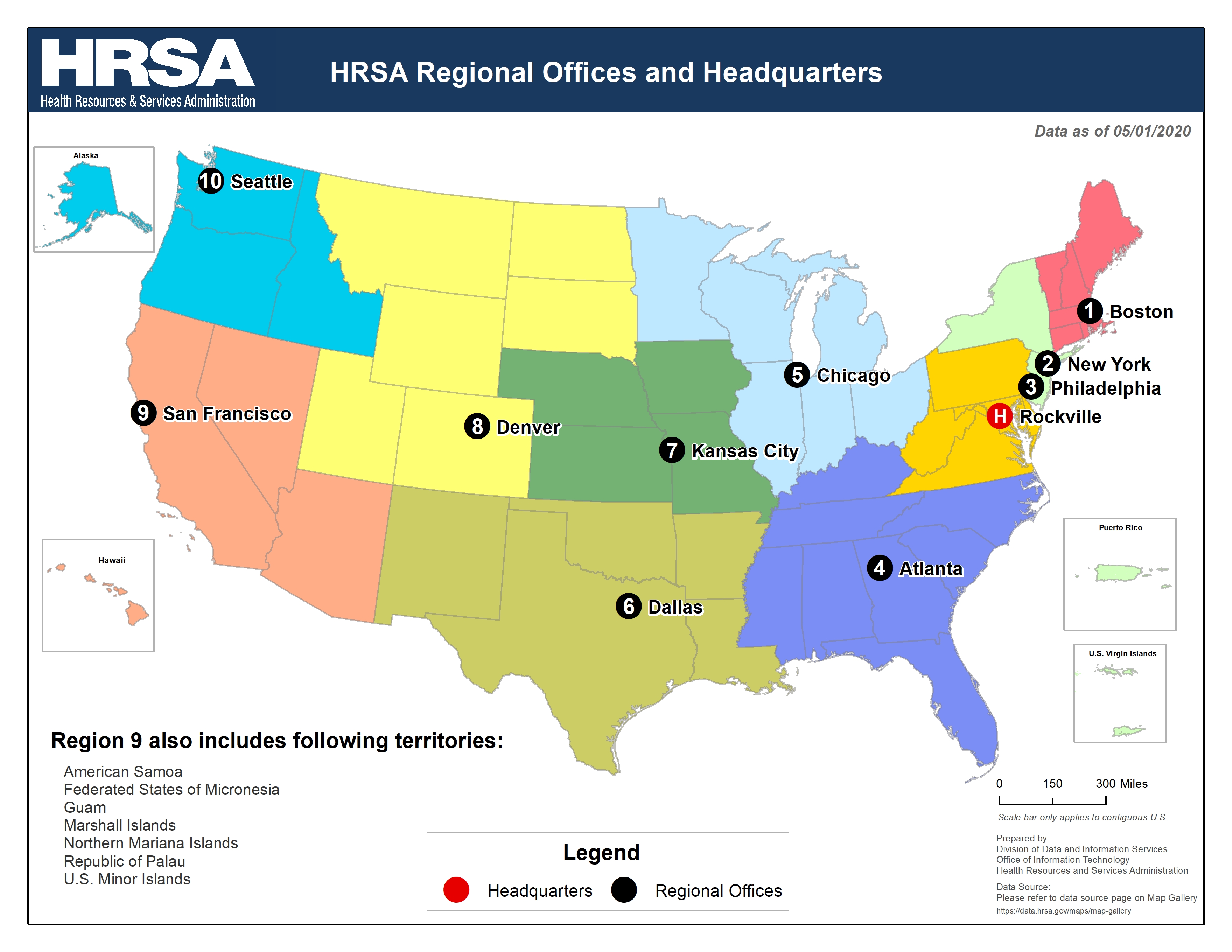 Preview Map of HRSA Regional Offices